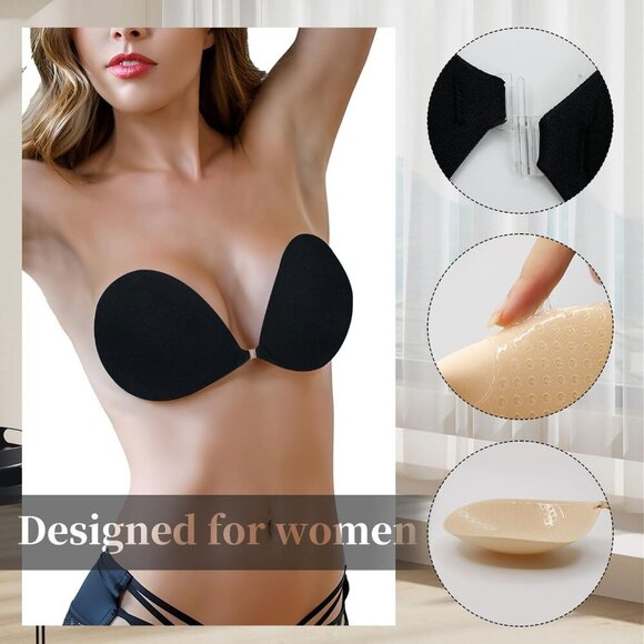 Adhesive Push Up 2 Pairs, Invisible Lifting Bra, Reusable Strapless Stick On Bra - Picture 3 of 6